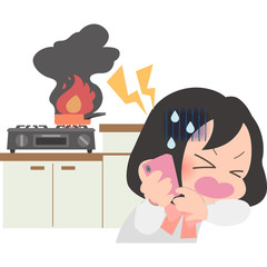火事の通報をする女の子