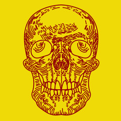red skull on yellow back background