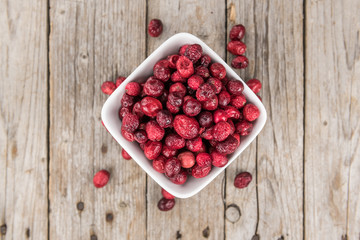 Dried Cranberries (selective focus; detailed close-up shot)