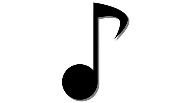 Single musical note in and out animation black