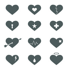 Icons set hearts on a white background. Vector illustration