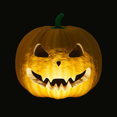 scary halloween pumpkin on the black background