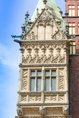 Fototapeta na wymiar Wroclaw historical capital of Lower Silesia, Poland, beautiful Old Town, facade of the town hall