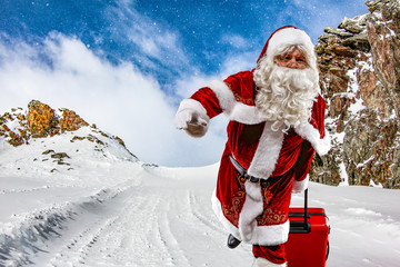 santa claus and winter road 