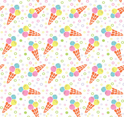 Seamless ice cream pattern, ice-cream vector, ice cream background. Beautiful sugar ornament for fabric, wrapping and textile. doodle style