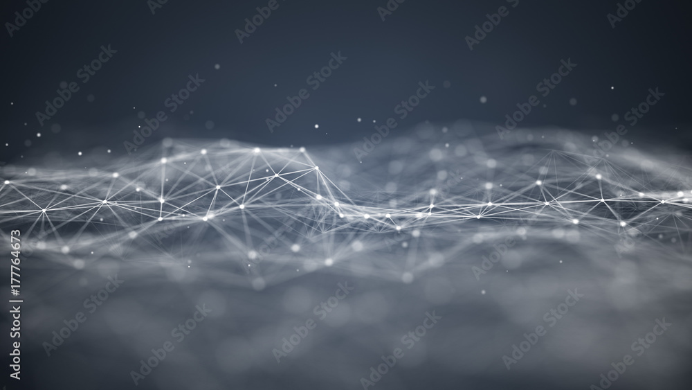 Poster futuristic network shape concept rendered with dof