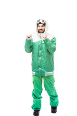 man in snowboarding costume