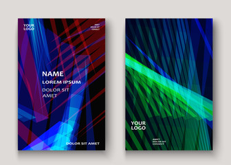 Modern technology striped abstract covers design. Neon lines background frame blue green. Trendy geometric template vector illustration for Cover Report Catalog Brochure Flyer Poster Banner Card
