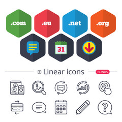 Top-level domains signs. Com, Eu, Net and Org.