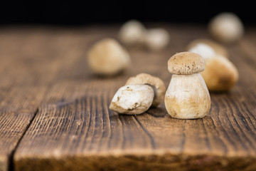 Porcinis on a vintage background (close-up shot)