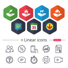 Helping hands icons. Protection and insurance.