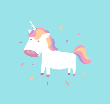 Cute unicorn. Baby pony for fairy animal concept. Child pegasus
