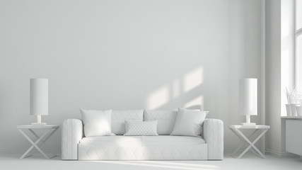 Weißes Sofa vor Wand im Raum