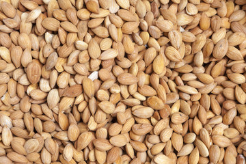 Roasted salty almond in close-up.