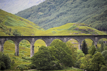 Fototapeta na wymiar Old railway viaduct arch bridge in Scotland