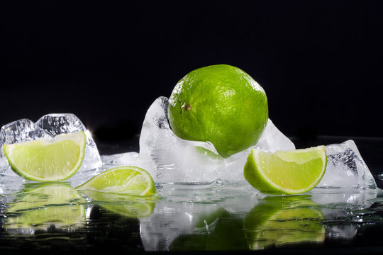 lime frozen in ice