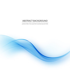 Abstract smooth color wave vector. Curve flow blue motion illustration. Smoke blue wave design