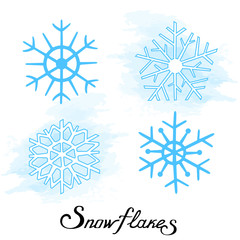 Stylized snowflakes on white background