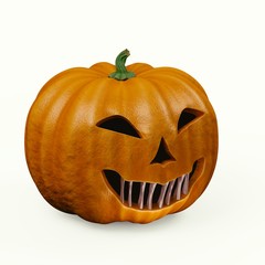 Halloween pumpkin with teeth sideways