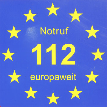Schild 112 Notruf Europaweit