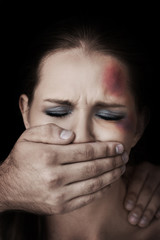 Young woman subjecting to violence