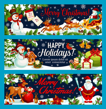 Christmas holiday gifts vector greeting banners