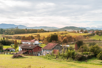 beautiful fields of basque country landscape