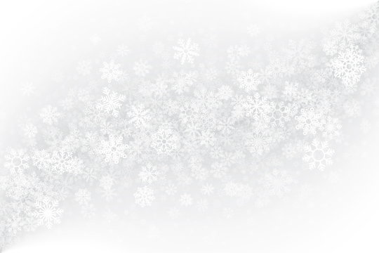 Winter Blank Background Vector. Ice Frost Effect on Glass with Realistic Snowflakes Overlay on Light Silver Backdrop. Merry Christmas Design Element