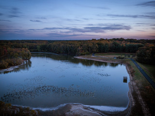 Aerial of New Jersey Park With Fall Foliage