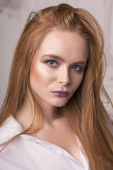 Naklejka premium Perfect make up for ginger girls.