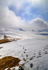 Beautiful landscape in winter mountain