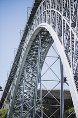 Part of Ponte Luis I bridge on Porto, Portugal, close up view