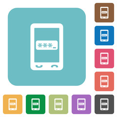 Mobile pin code rounded square flat icons