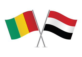 Guinea and Yemen flags.Vector illustration.