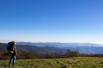 Fototapeta na wymiar Hiker overlooking the appalachian mountains