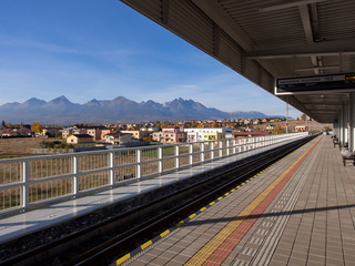 View on High Tatras mountains from railway station in Poprad, Slovakia
