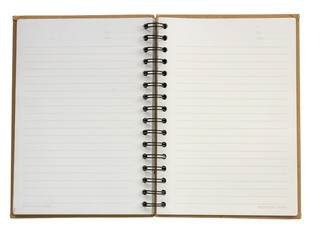 open spiral blank notebook on whitebackground.