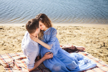 nice man and woman resting outdoor