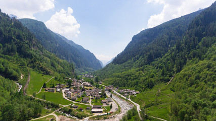 Panoramic view of Rossa in Ticino, valley