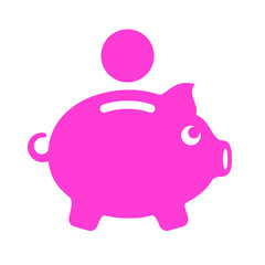 Pink piggy money box icon