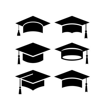 Set of academical hat vector icons