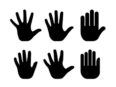 Silhouettes of human open palm