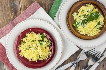 Spinach cheese spaghetti squash.