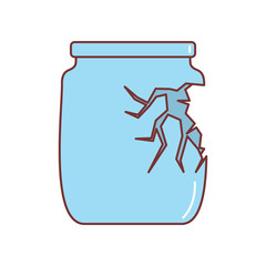 Broken glass jar icon, cartoon style