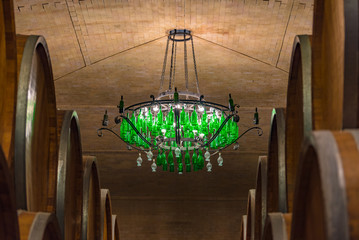 Wine bottle chandelier.