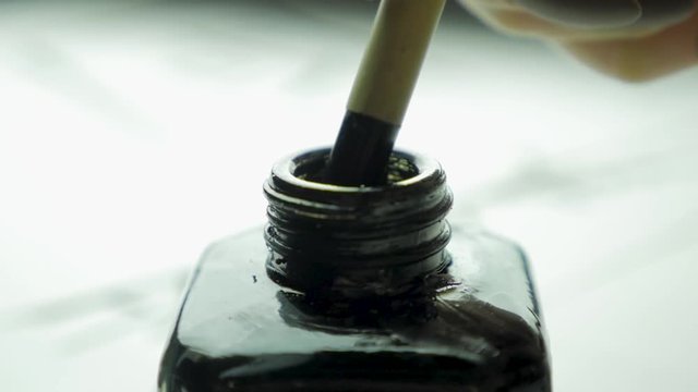 The chinese writing brush and ink. Brush and ink. Traditional accessories for calligraphic writing in Chinese
