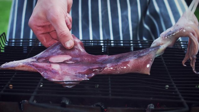 4k Grill Cooking Barbecue Squid