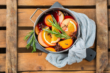 Christmas winter hot drink, mulled wine