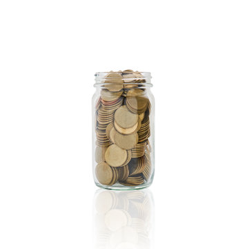 Coins in a bottle, Represents the financial growth. The more money you save, the more you will get.