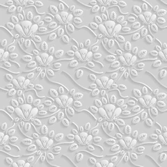 Kissenbezug Seamless 3D white pattern, natural  floral pattern, vector. Endless texture can be used for wallpaper, pattern fills, web page  background,  surface textures. © afefelov68
